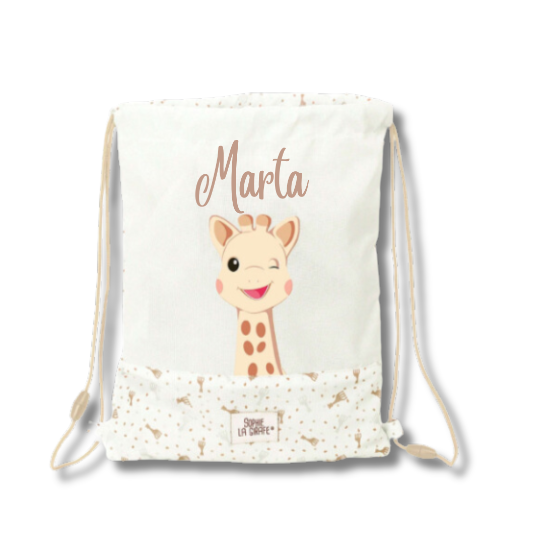 MOCHILA SACO SOPHIE LA JIRAFA PERSONALIZADA