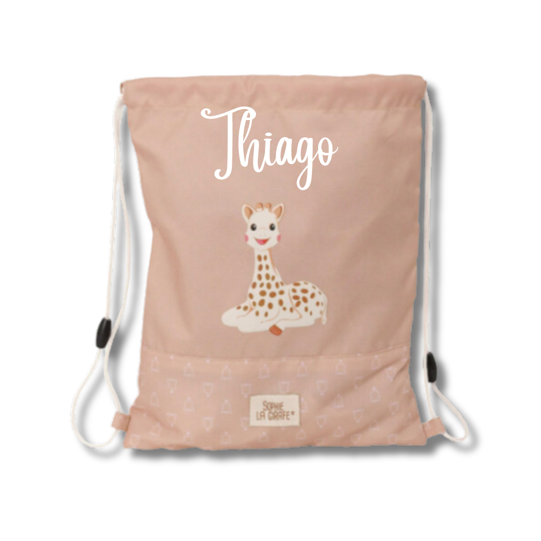 MOCHILA SACO SOPHIE LA JIRAFA PERSONALIZADA