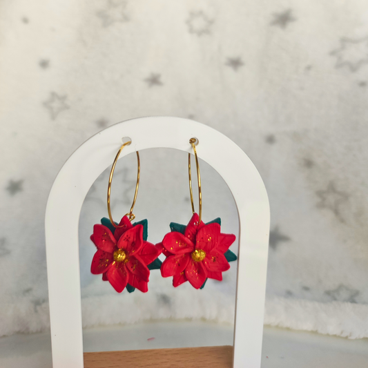 PENDIENTES FLOR DE PASCUA ARO