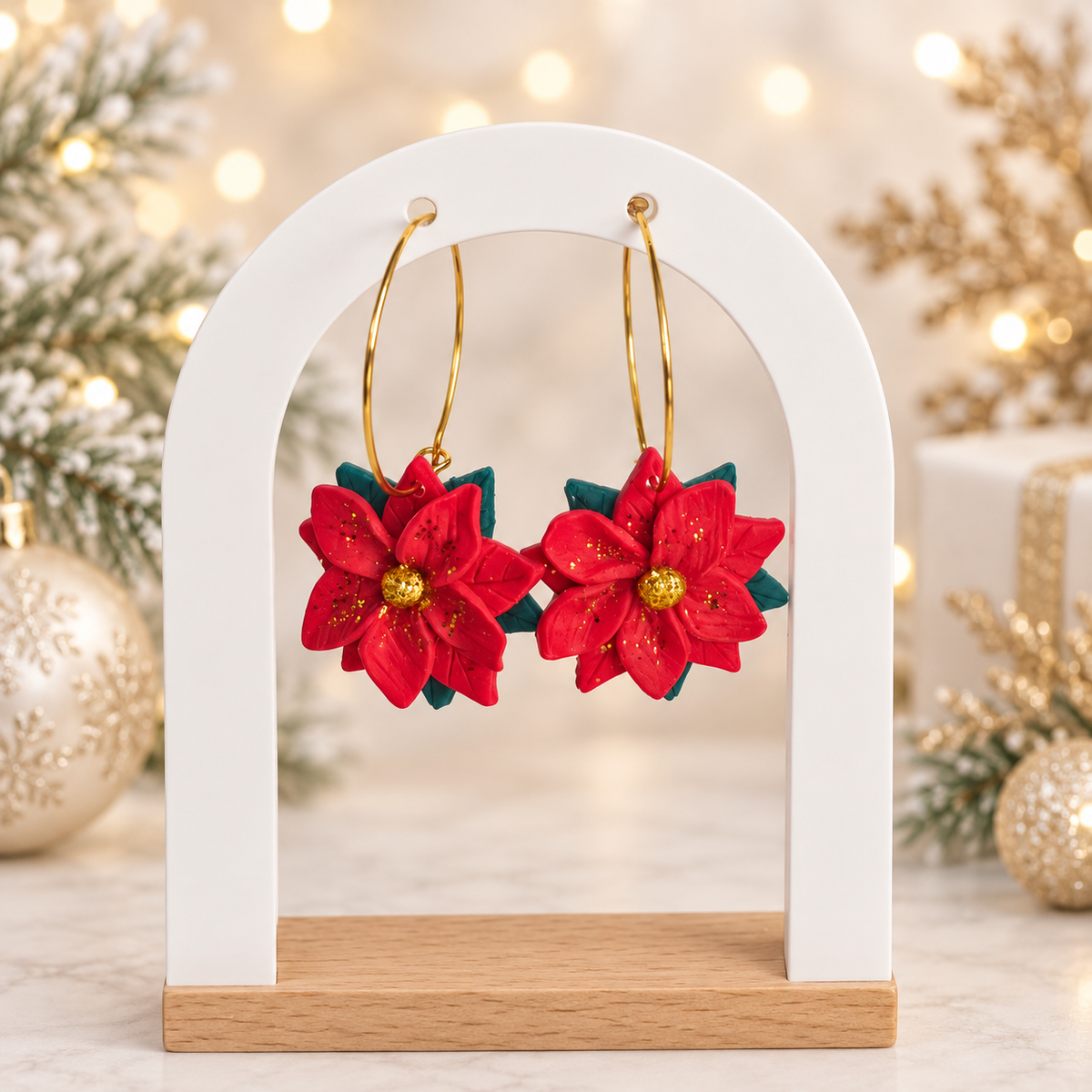 Pendientes Flor de Pascua Aro