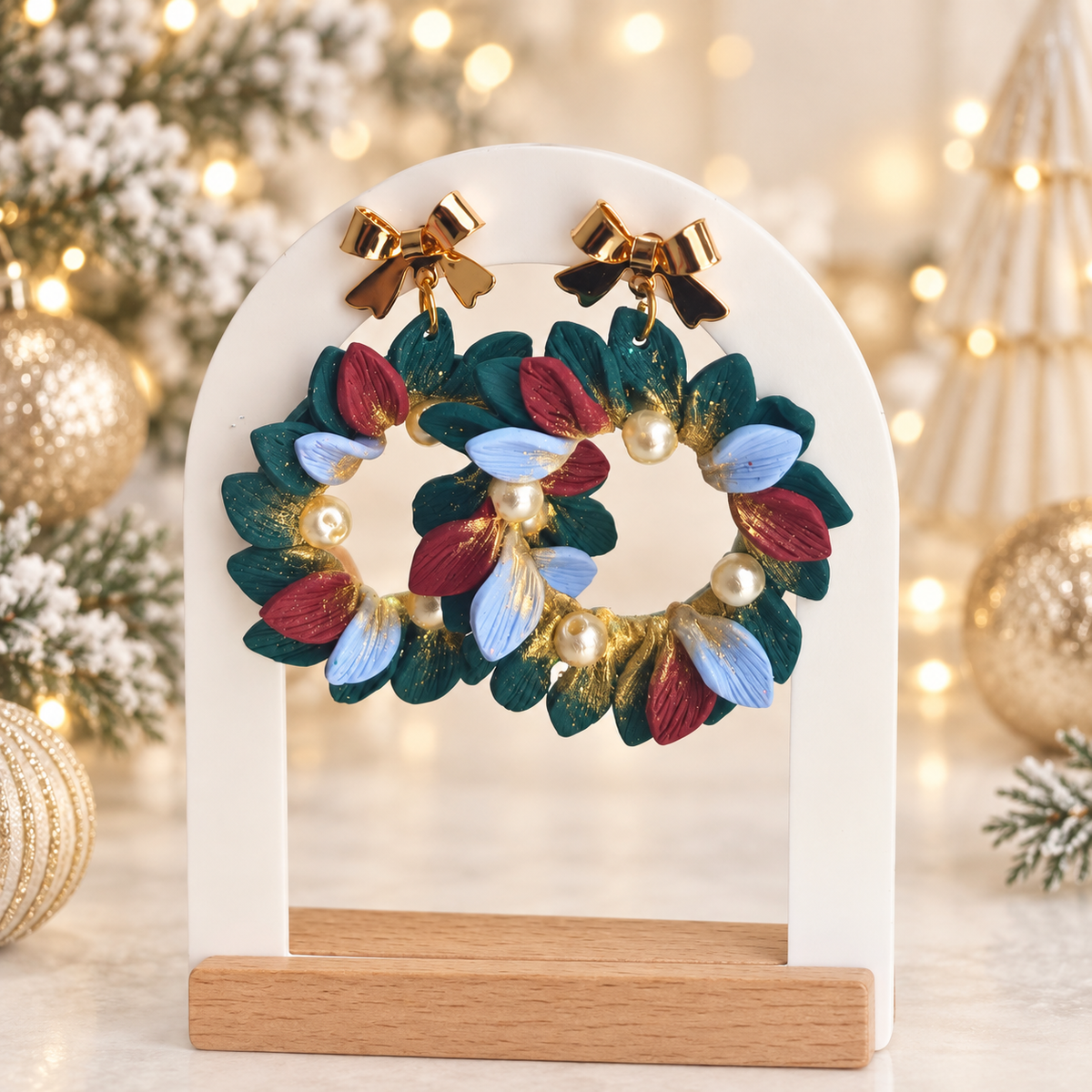 Pendientes Corona Navidad