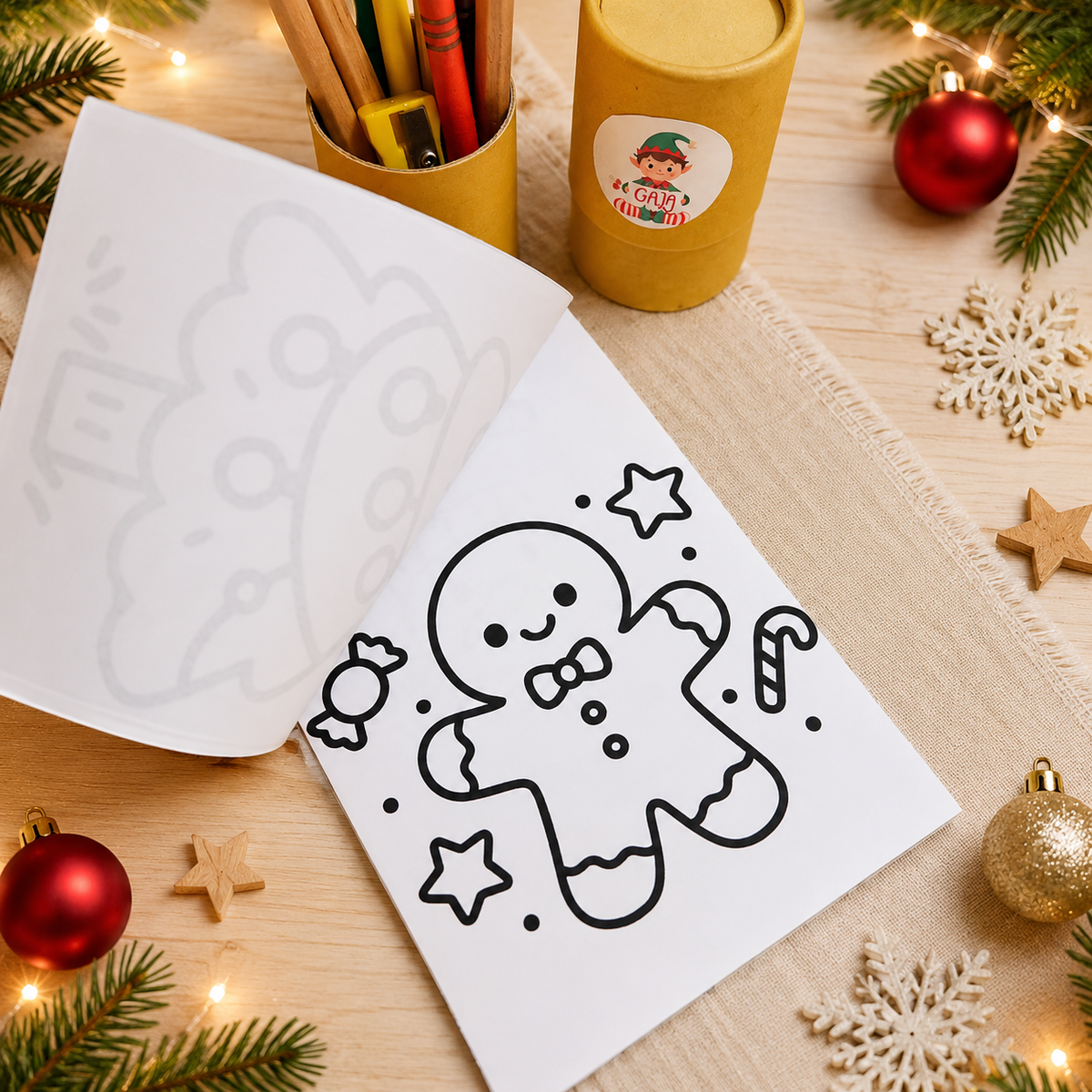 Pack Libreta Colorear y Bote Colores Navidad
