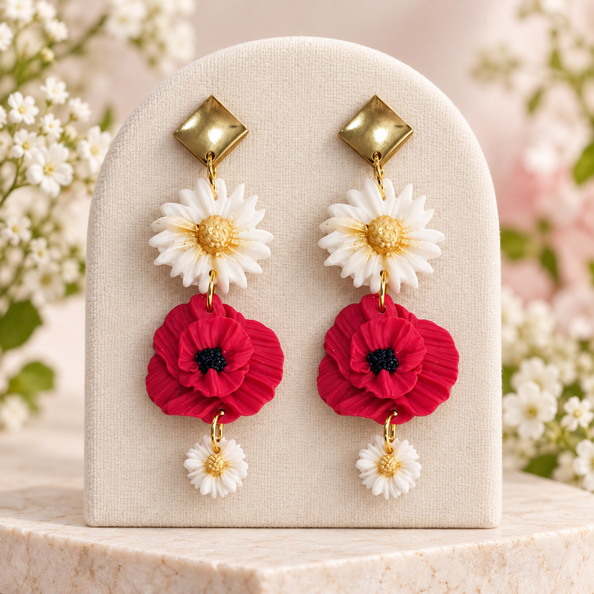 Pendientes Duo Margarita y Amapola