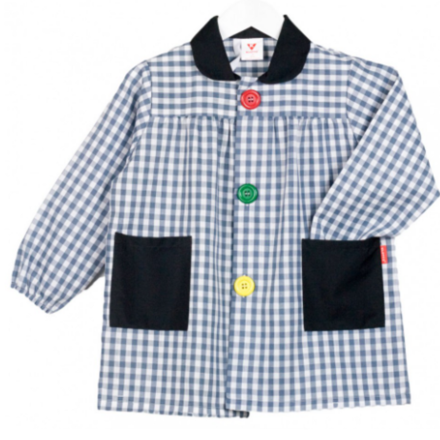 BABI/BATA ESCOLAR CUADROS BOTONES GRANDES PERSONALIZADO