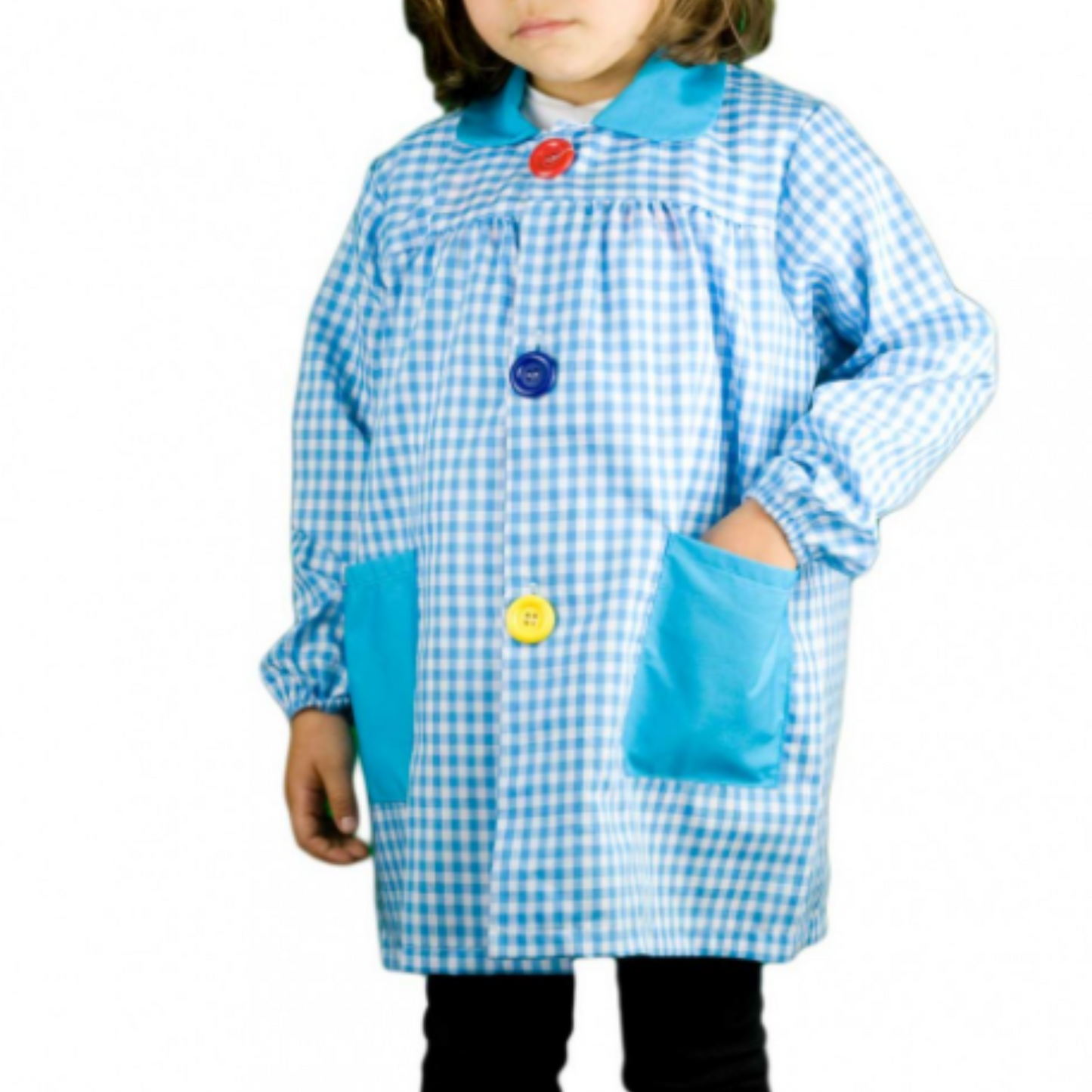 BABI/BATA ESCOLAR CUADROS BOTONES GRANDES PERSONALIZADO
