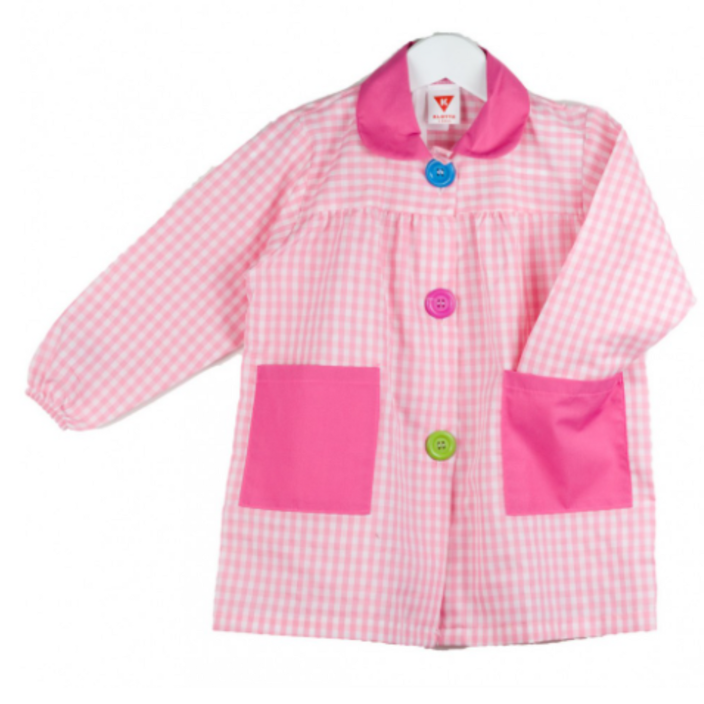 BABI/BATA ESCOLAR CUADROS BOTONES GRANDES PERSONALIZADO