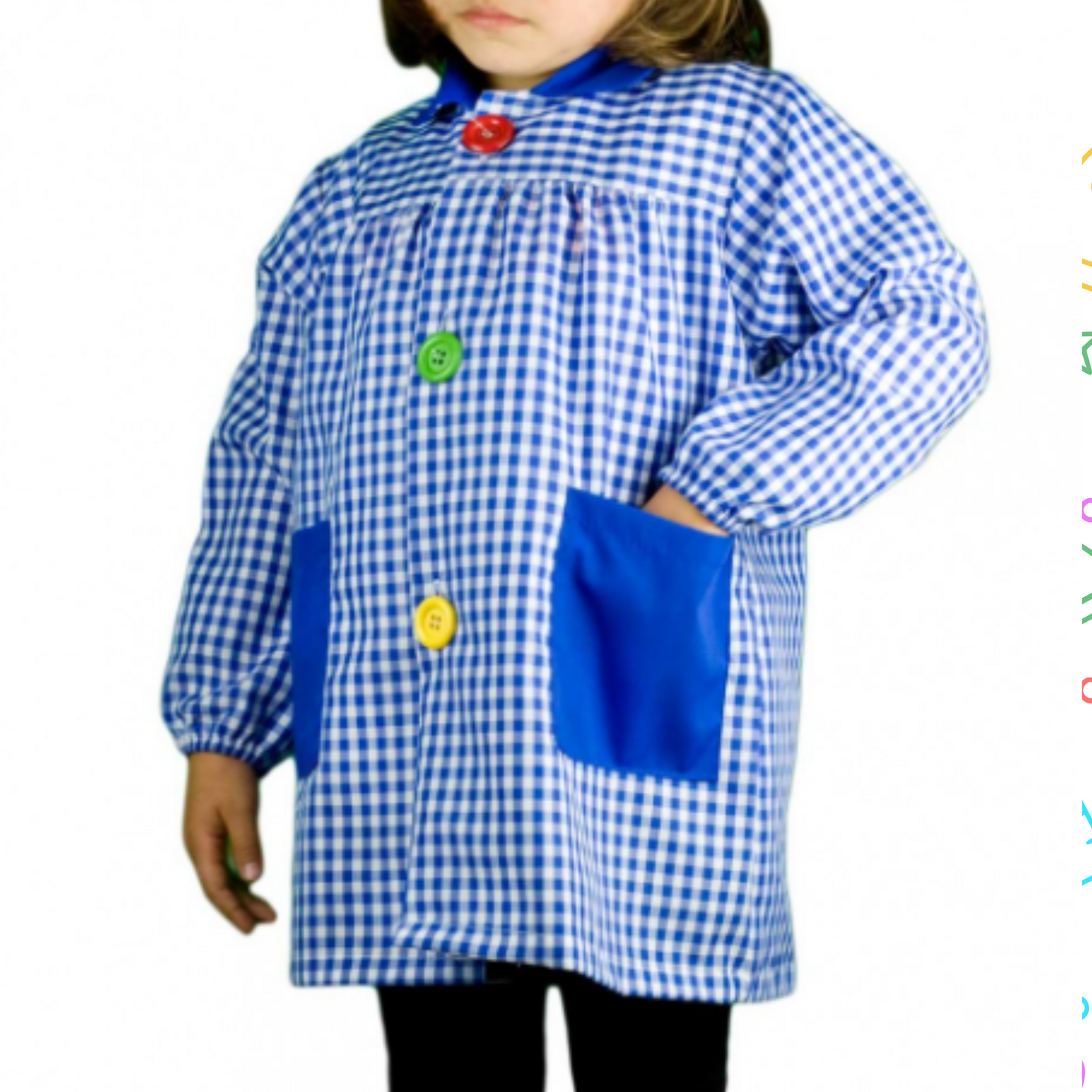 BABI/BATA ESCOLAR CUADROS BOTONES GRANDES PERSONALIZADO