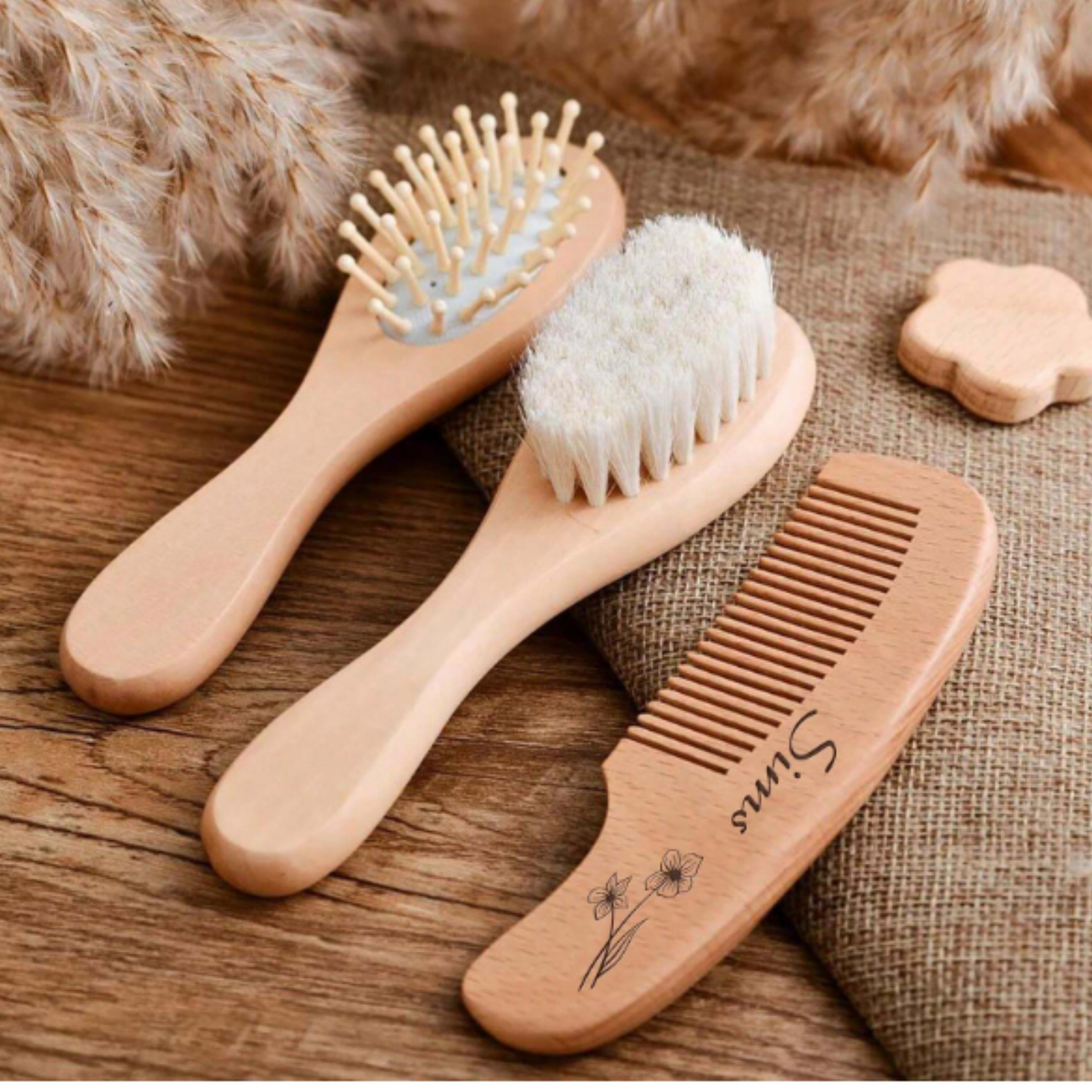 JUEGO PEINES FLOR NACIMIENTO BEBES PERSONALIZADOS