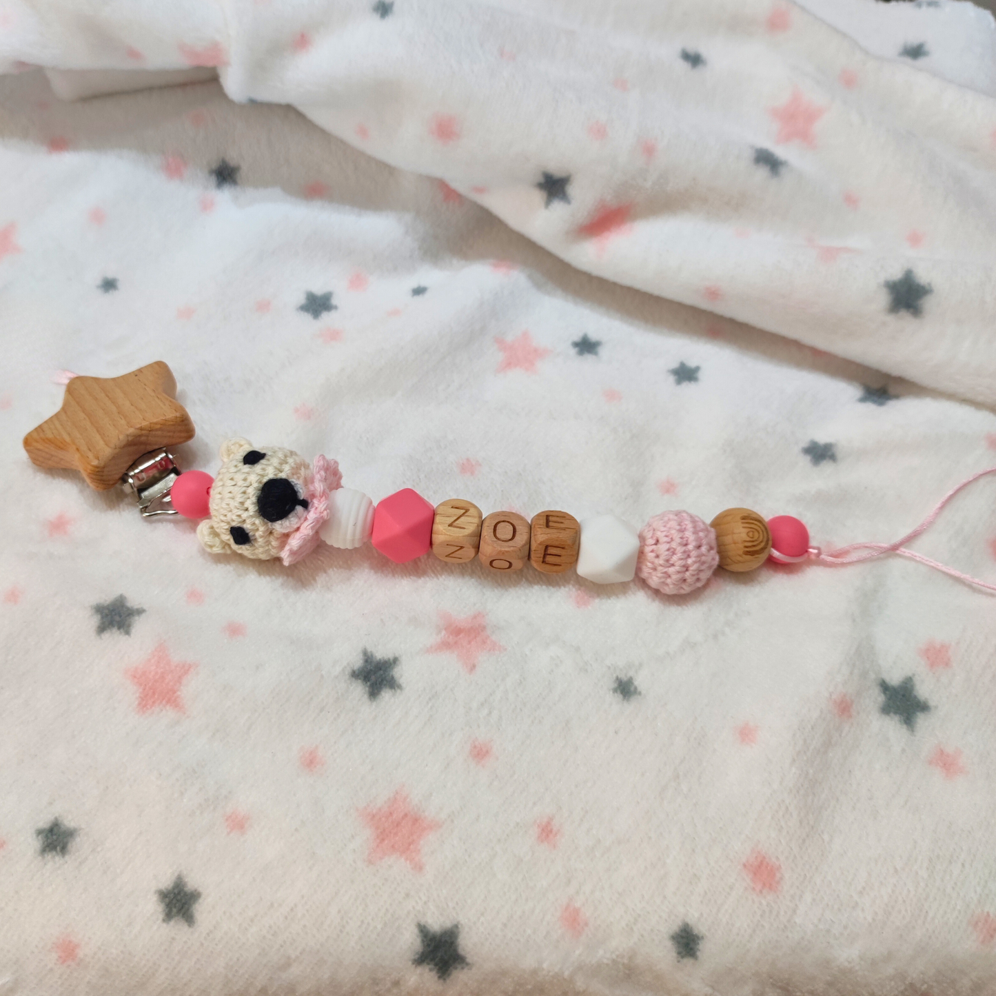 CHUPETERO OSITO MARFIL CROCHET