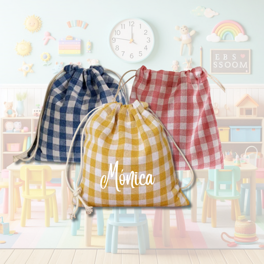 BOLSA PORTATODO PEQUEÑA VICHY PERSONALIZADA