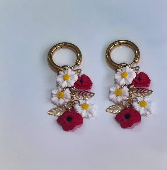 PENDIENTES FLORES Y HOJAS