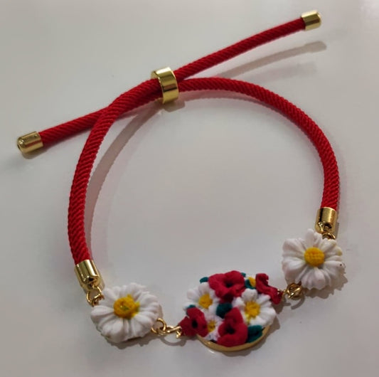 PULSERA CONJUNTO AMAPOLA Y MARGARITAS
