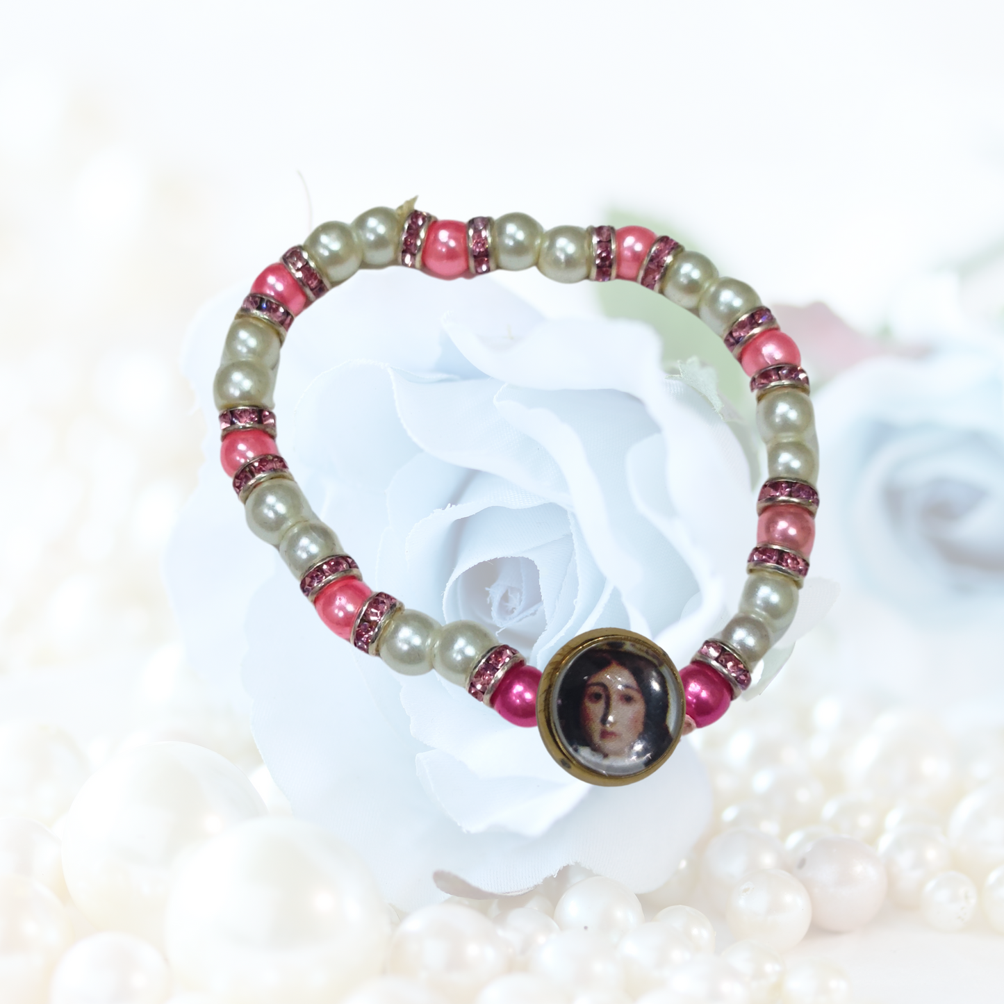 PULSERA ROSA Y PLATA
