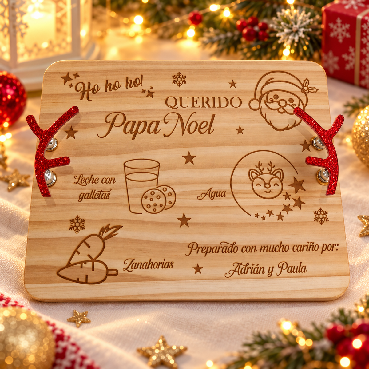 Bandeja para Papá Noel personalizada en madera