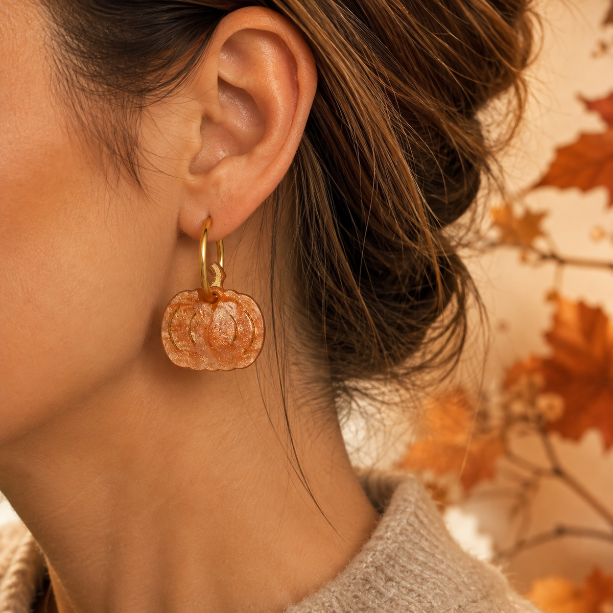 Pendientes Pumpkin Glow, detalle 2