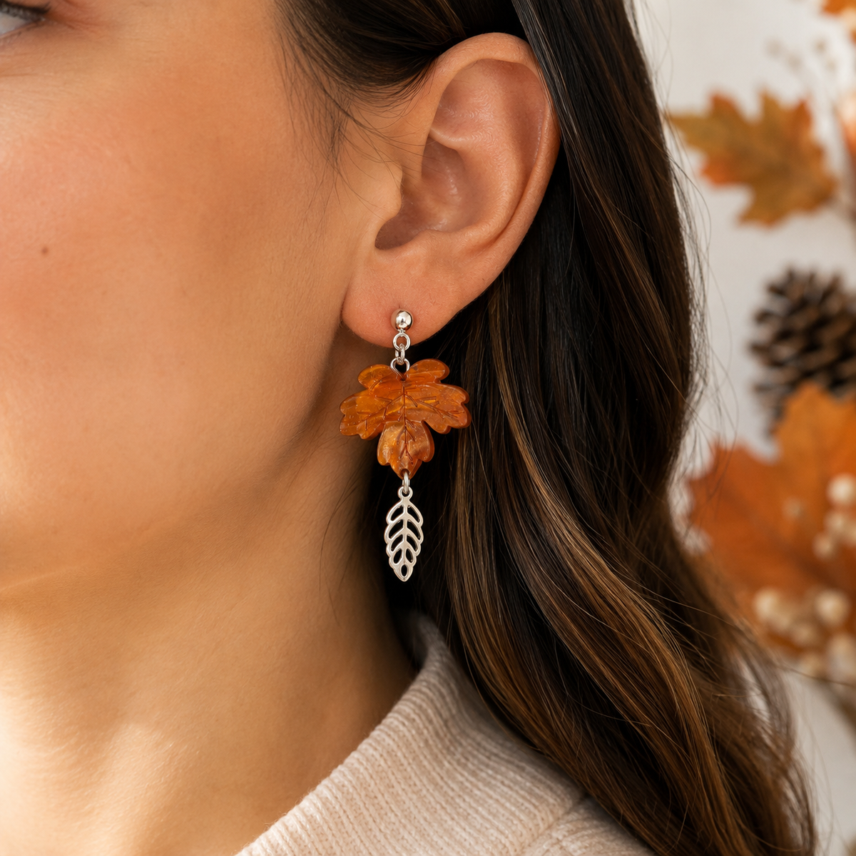 Pendientes Caida de Hojas, detalle 2