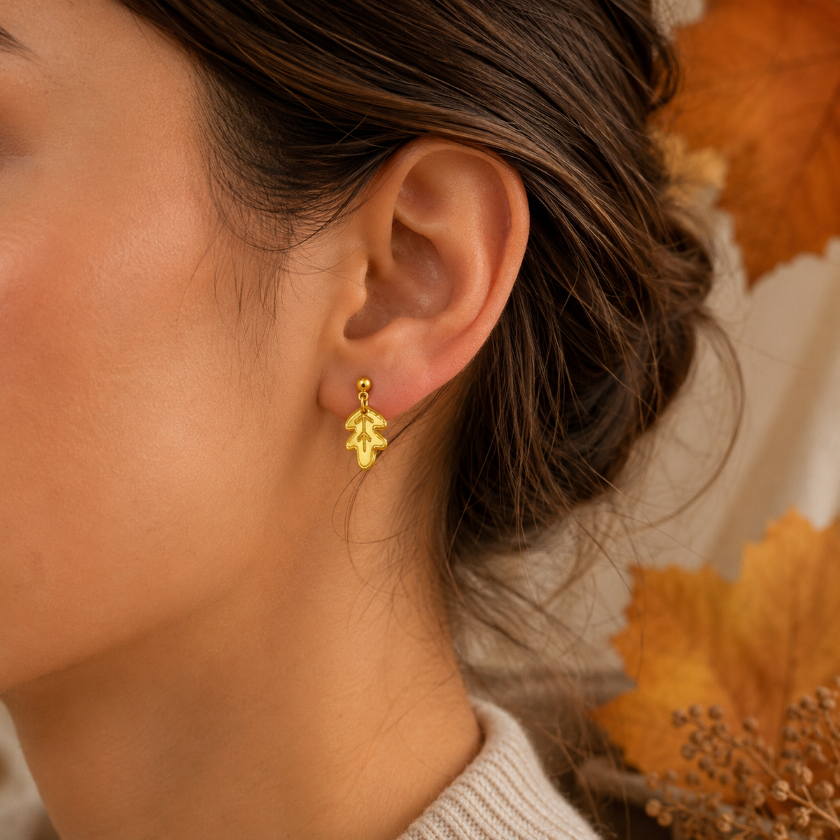 Pendientes Otoño Dorado, detalle 2