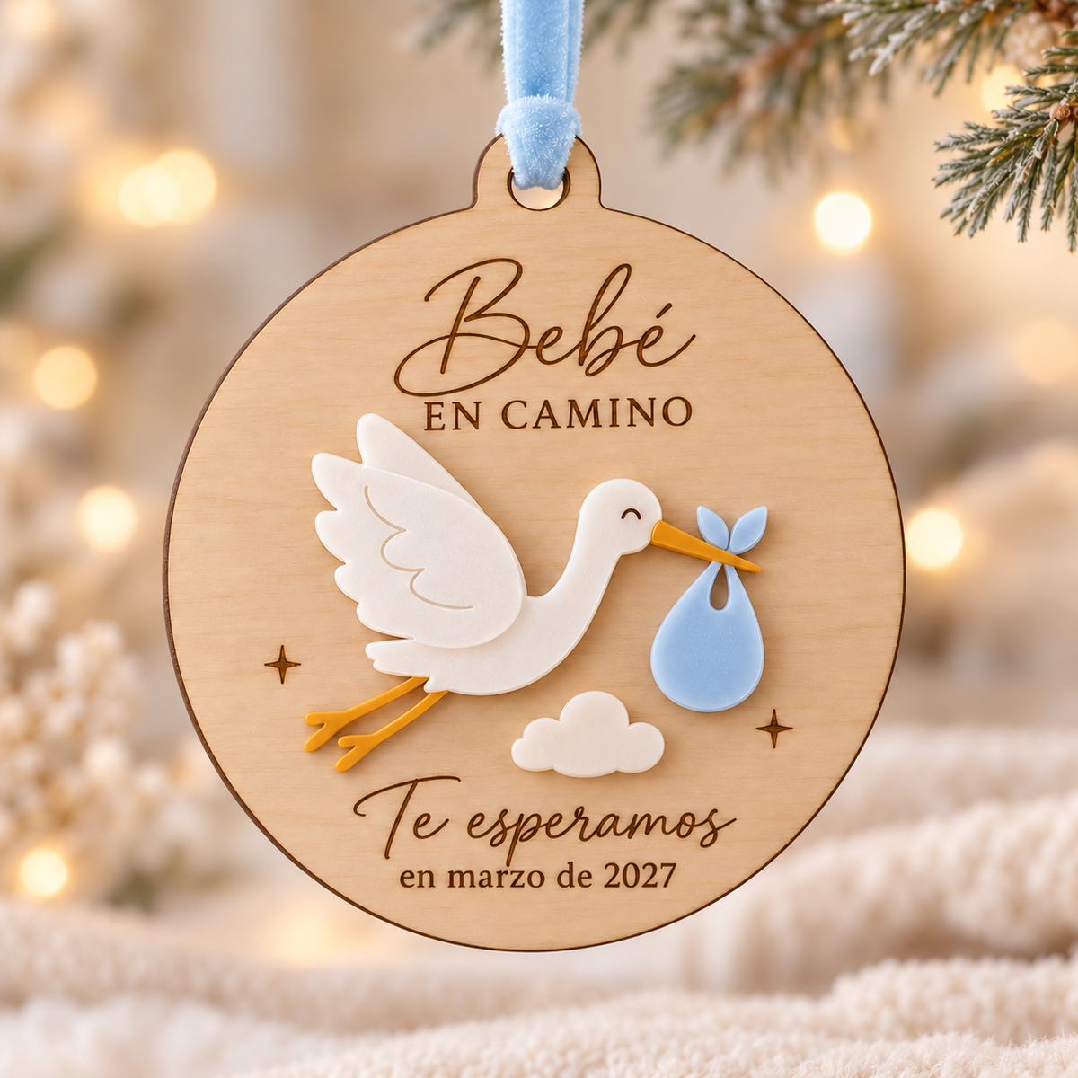 Bola Bebé en Camino personalizada con cigüeña