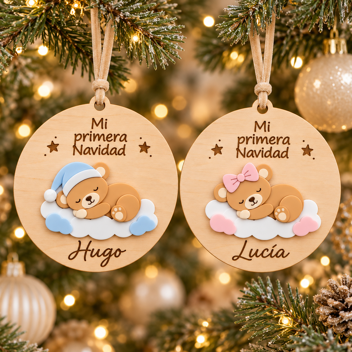 Bola de Navidad para bebé personalizada con osito