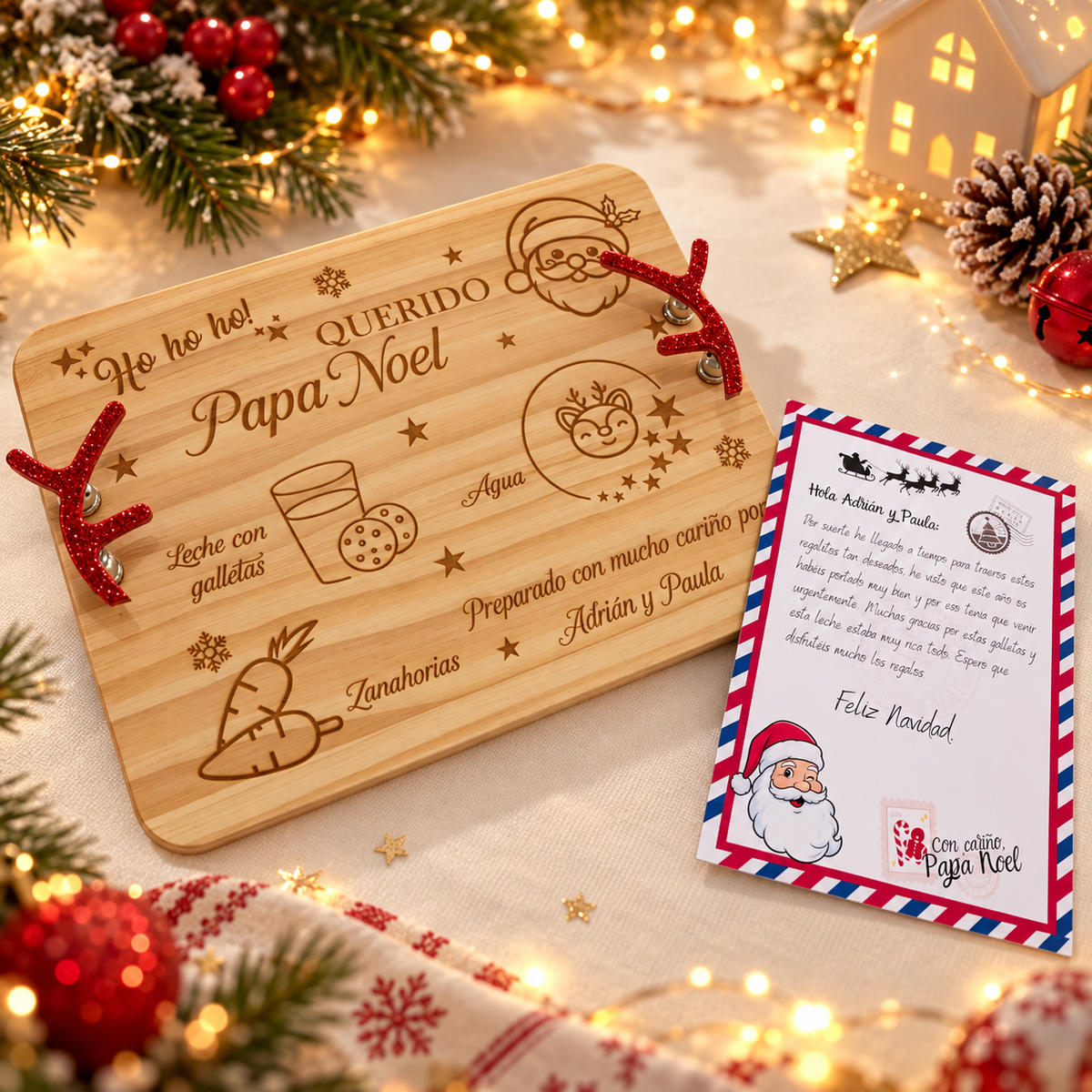 Bandeja para Papá Noel personalizada en madera