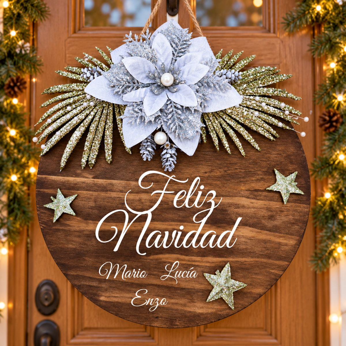 Placa Navideña para Puertas Personalizada