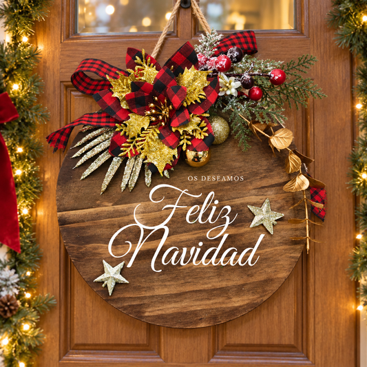 Placa Navideña para Puertas Personalizada