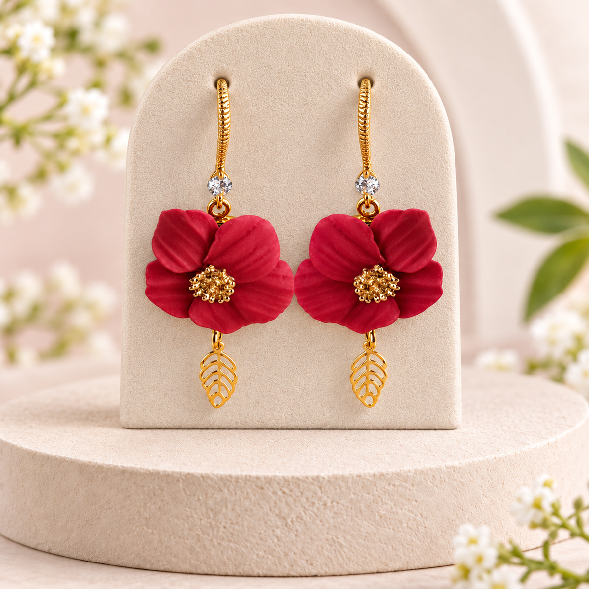 Pendientes Amapola y Hoja