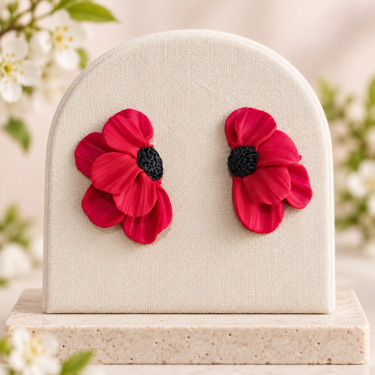 Pendientes Media Amapola