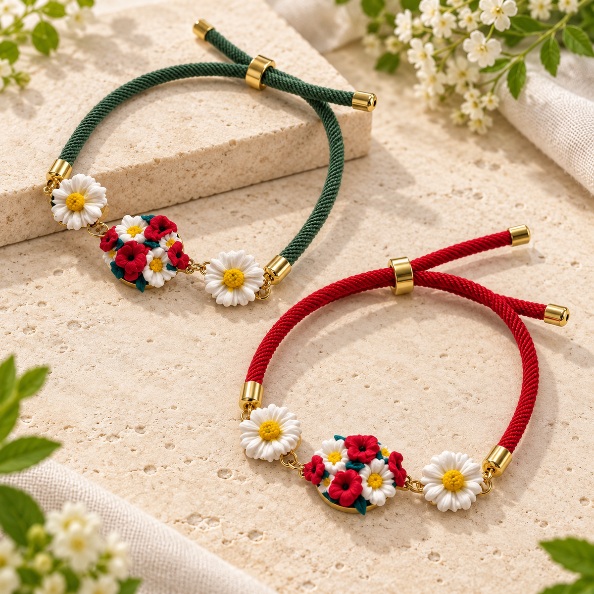 Pulsera Conjunto Amapola y Margaritas