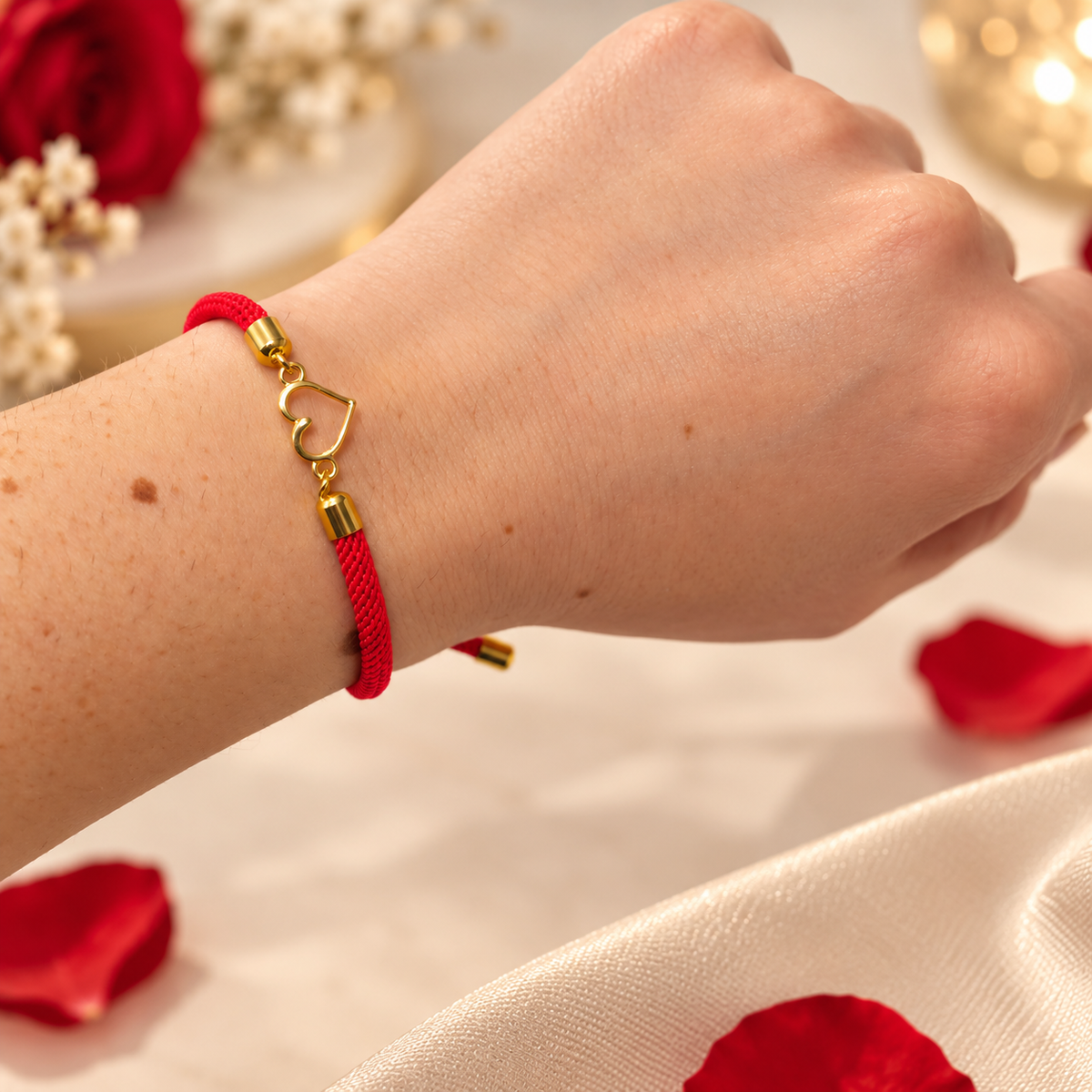 Pulsera Roja Ajustable Corazón