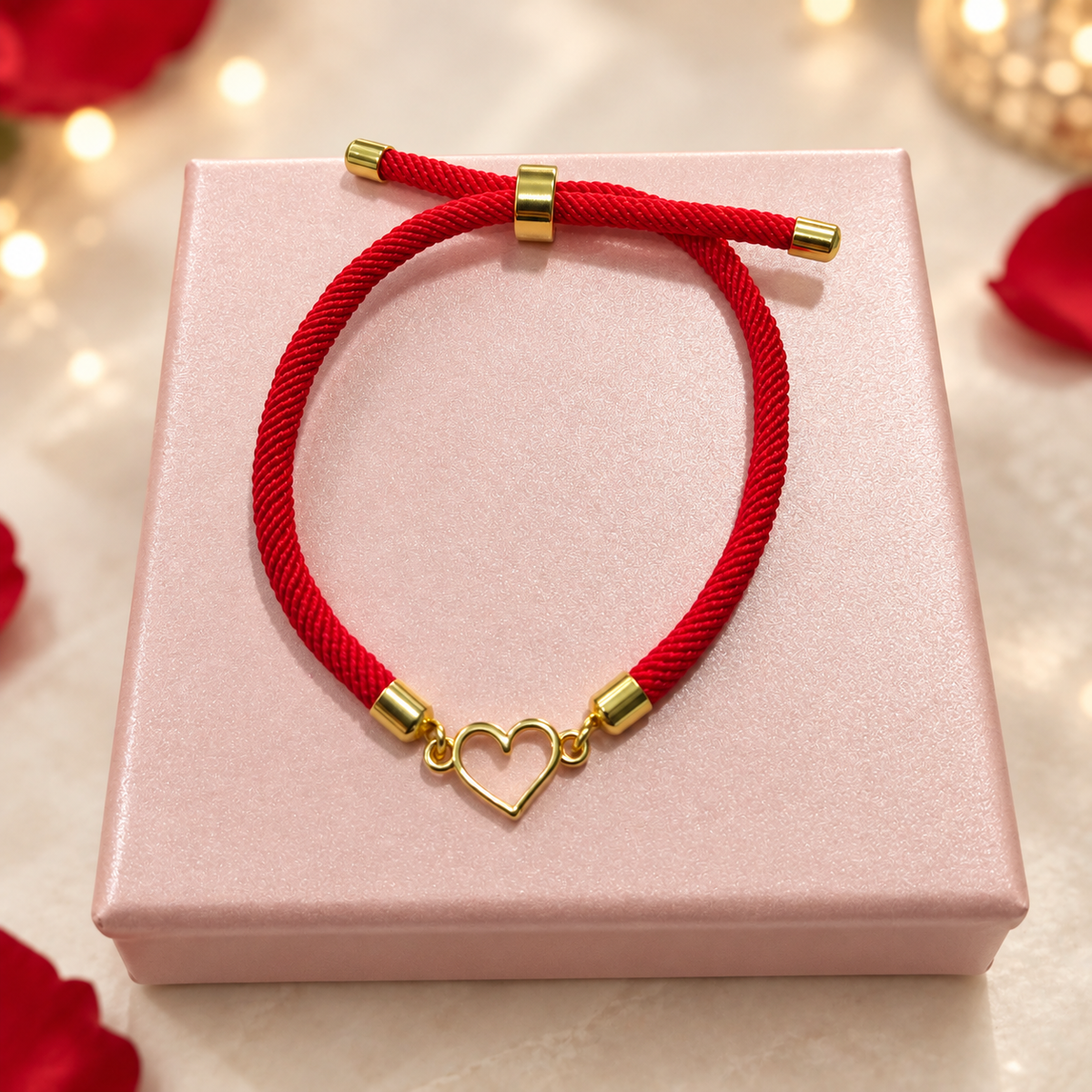 Pulsera Roja Ajustable Corazón