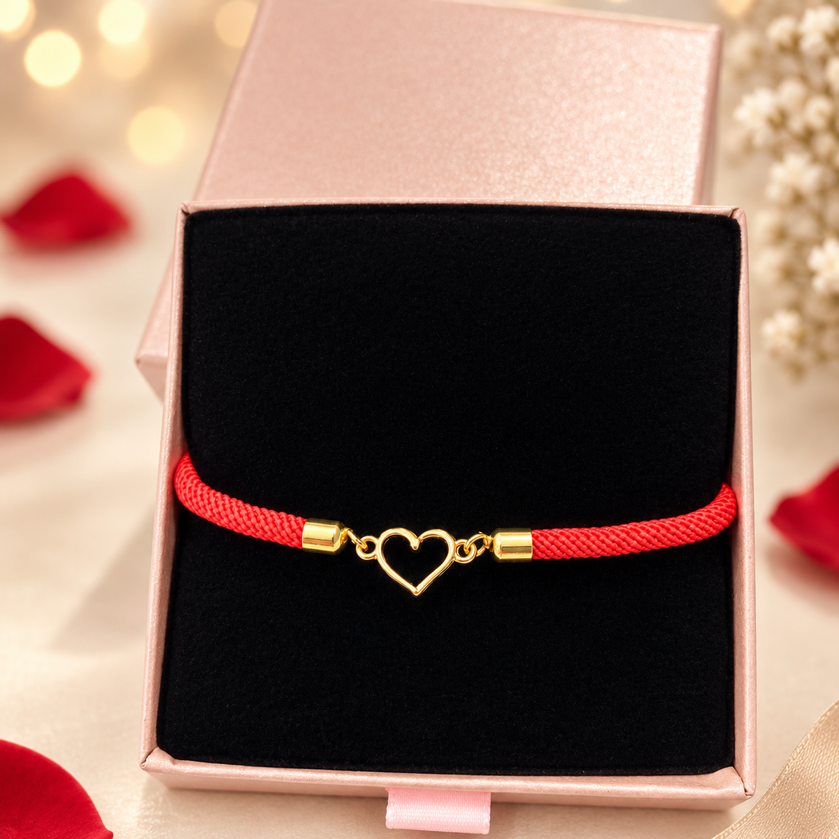 Pulsera Roja Ajustable Corazón