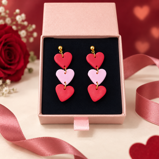 Pendientes Triple Corazón (dos Colores)