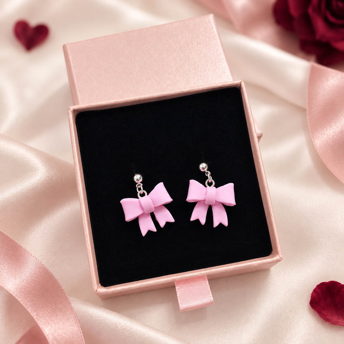 Pendientes Lazo Rosa