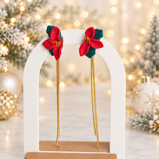 Pendientes Mini Flor de Pascua Cadena