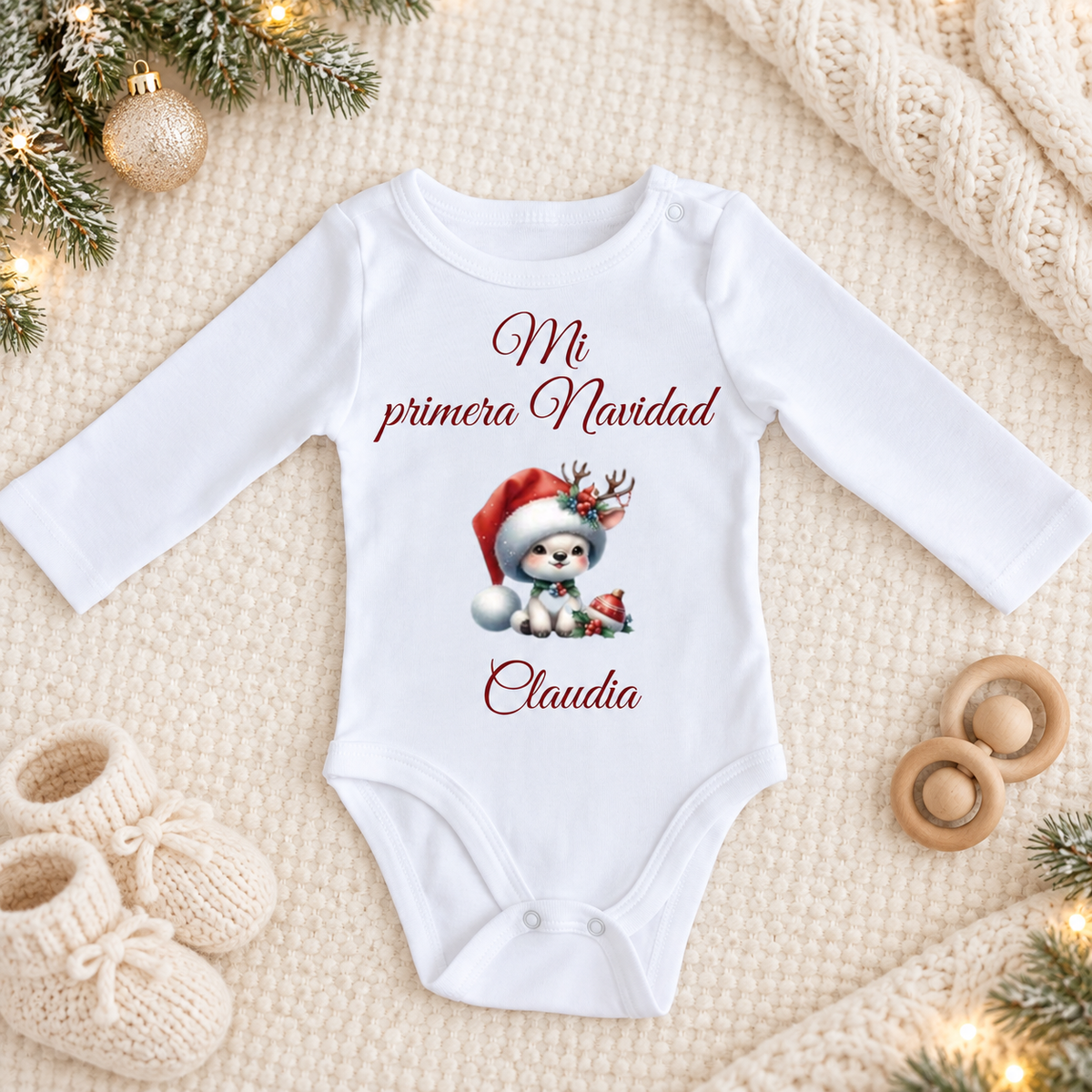 Body Mi Primera Navidad Ciervo Personalizado