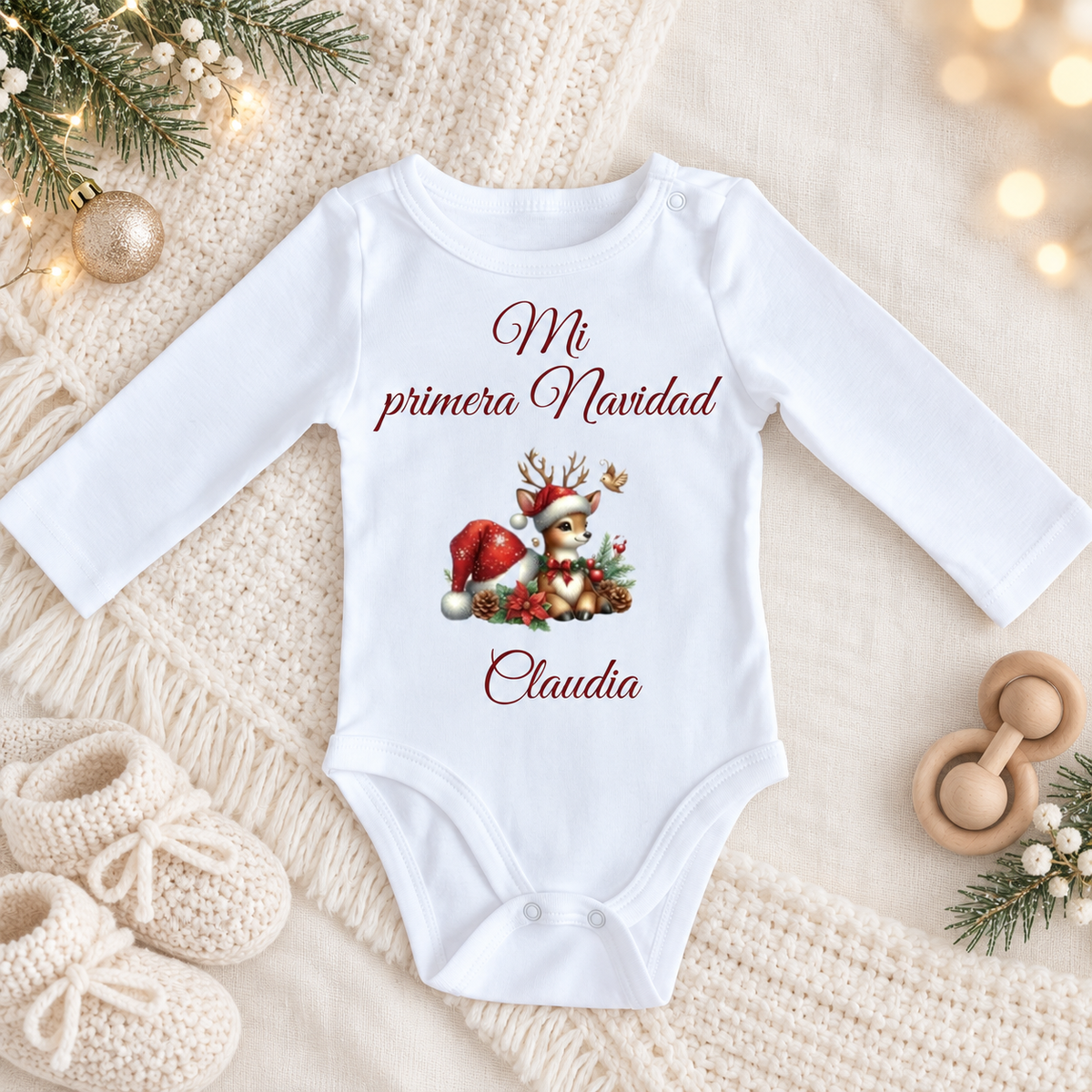Body Mi Primera Navidad Ciervo Personalizado