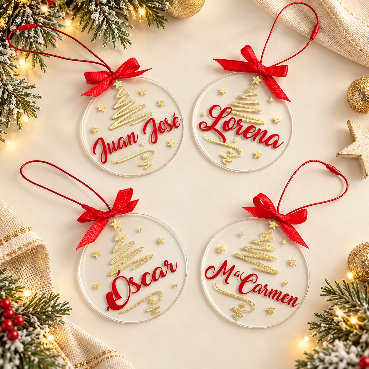 Bola Acrílica Golden Christmas Personalizada