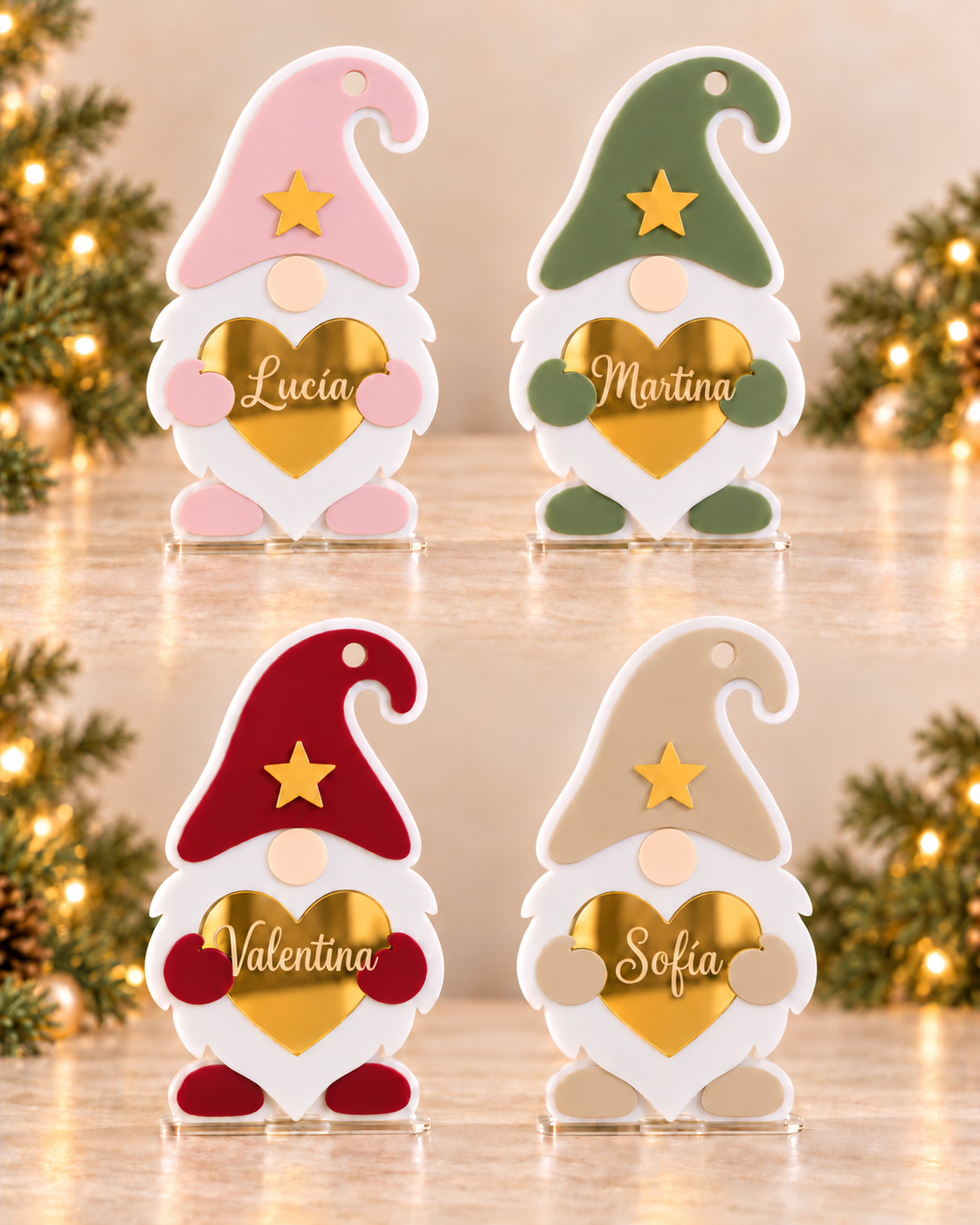 Gnomo de Navidad personalizado en metacrilato
