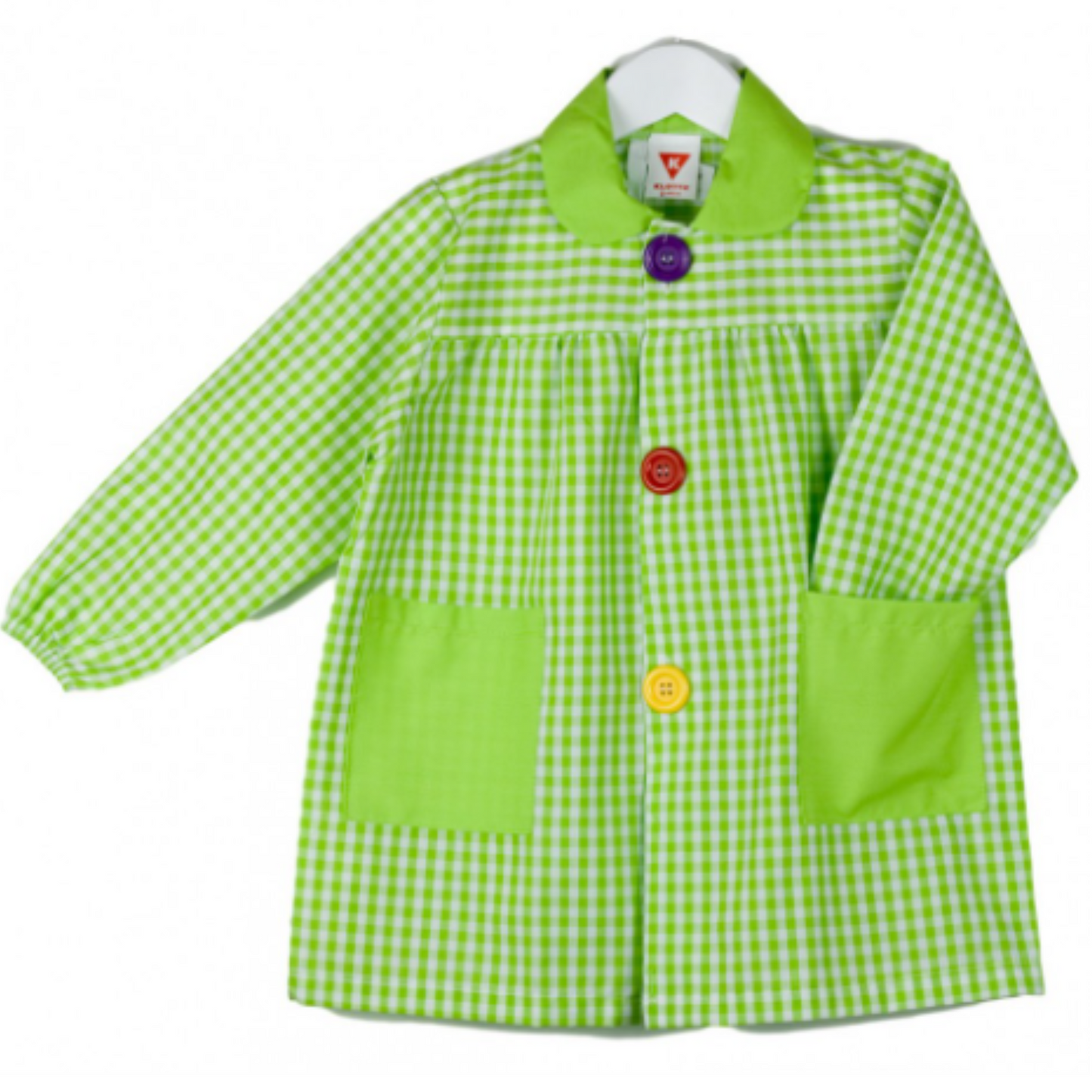 BABI/BATA ESCOLAR CUADROS BOTONES GRANDES PERSONALIZADO