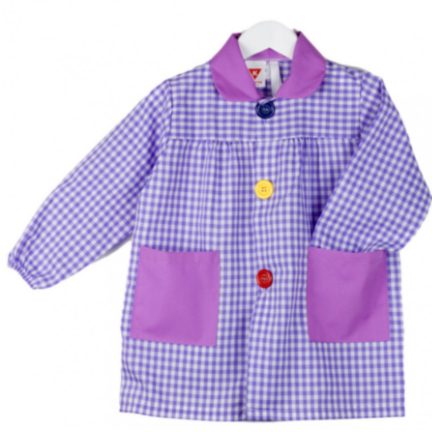 BABI/BATA ESCOLAR CUADROS BOTONES GRANDES PERSONALIZADO