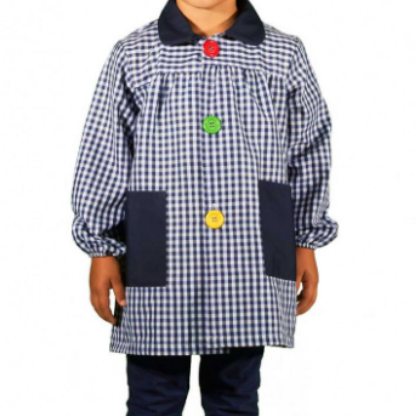 BABI/BATA ESCOLAR CUADROS BOTONES GRANDES PERSONALIZADO