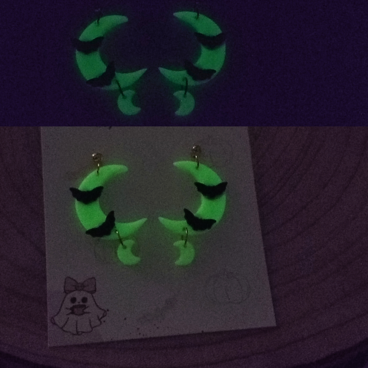 PENDIENTES FLOURESCENT BAT MOON