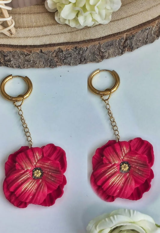 PENDIENTES AMAPOLA CADENA