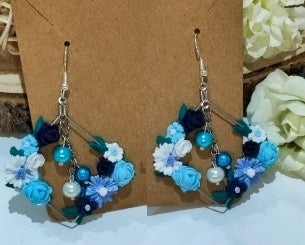 PENDIENTES FLORES AZULES