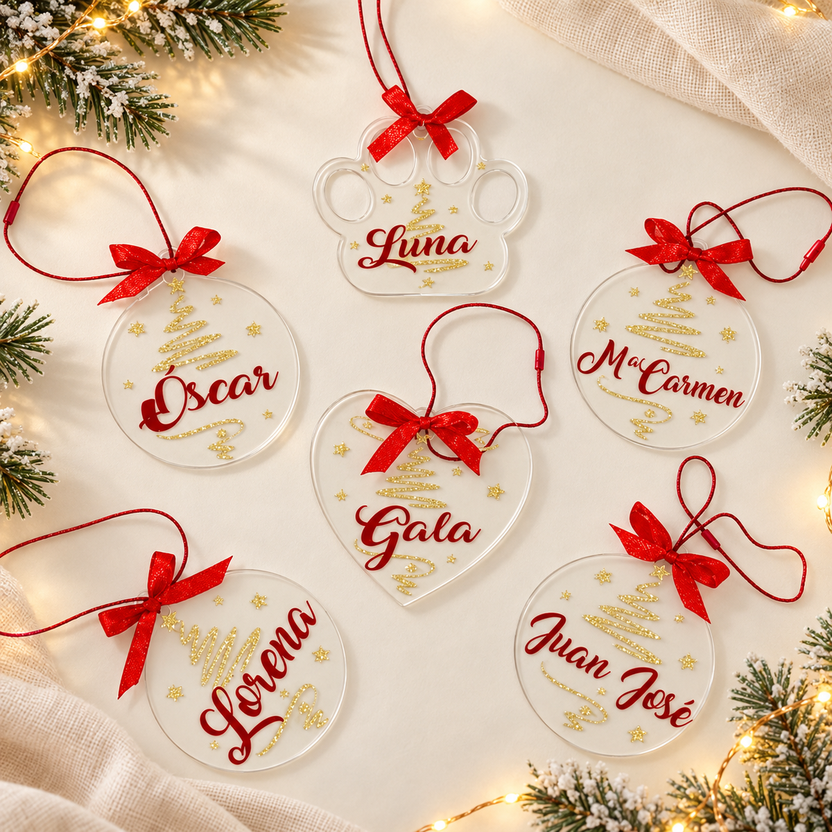 Bola Acrílica Golden Christmas Personalizada