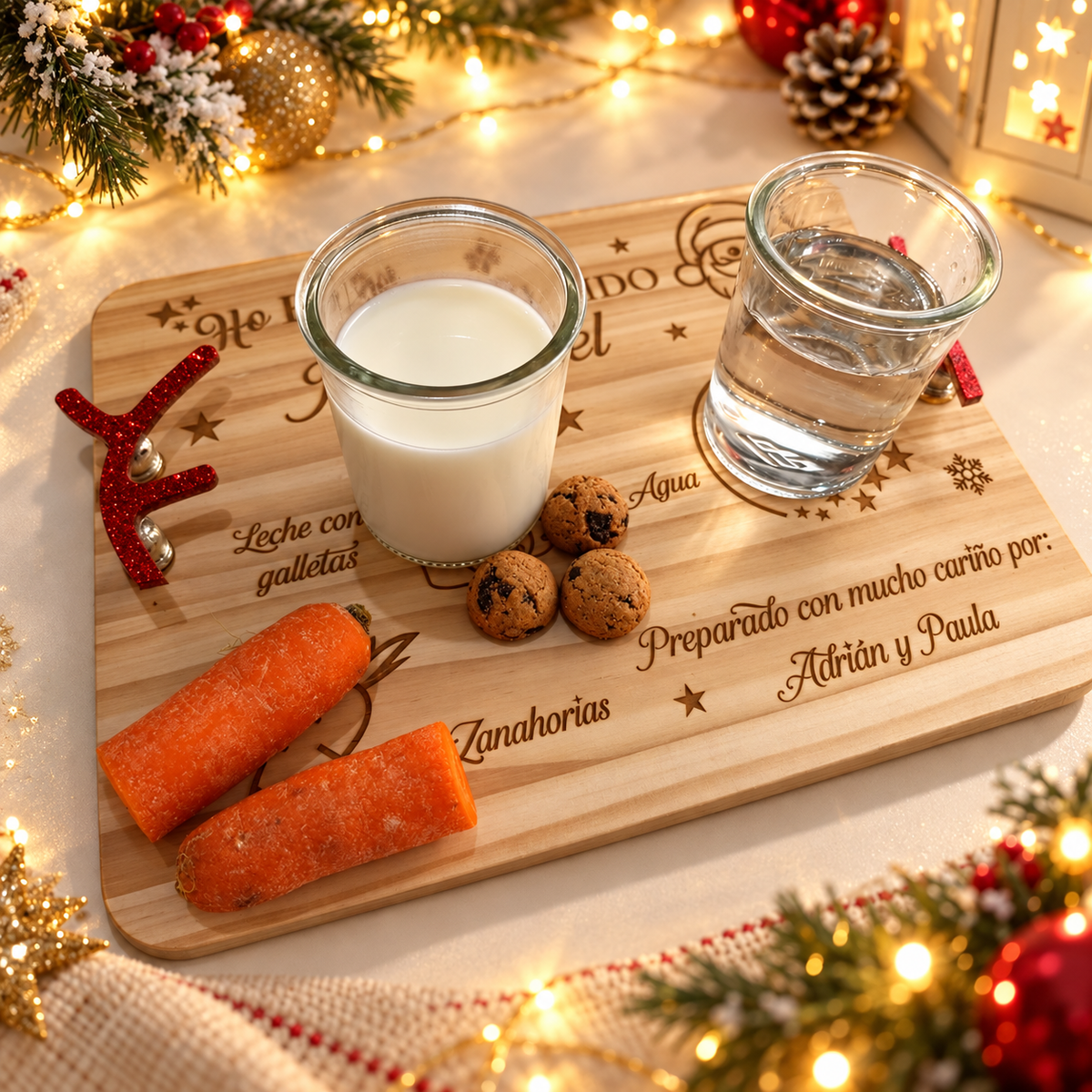 Bandeja para Papá Noel personalizada en madera