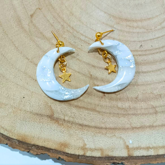 PENDIENTES LUNA MARMOLADA