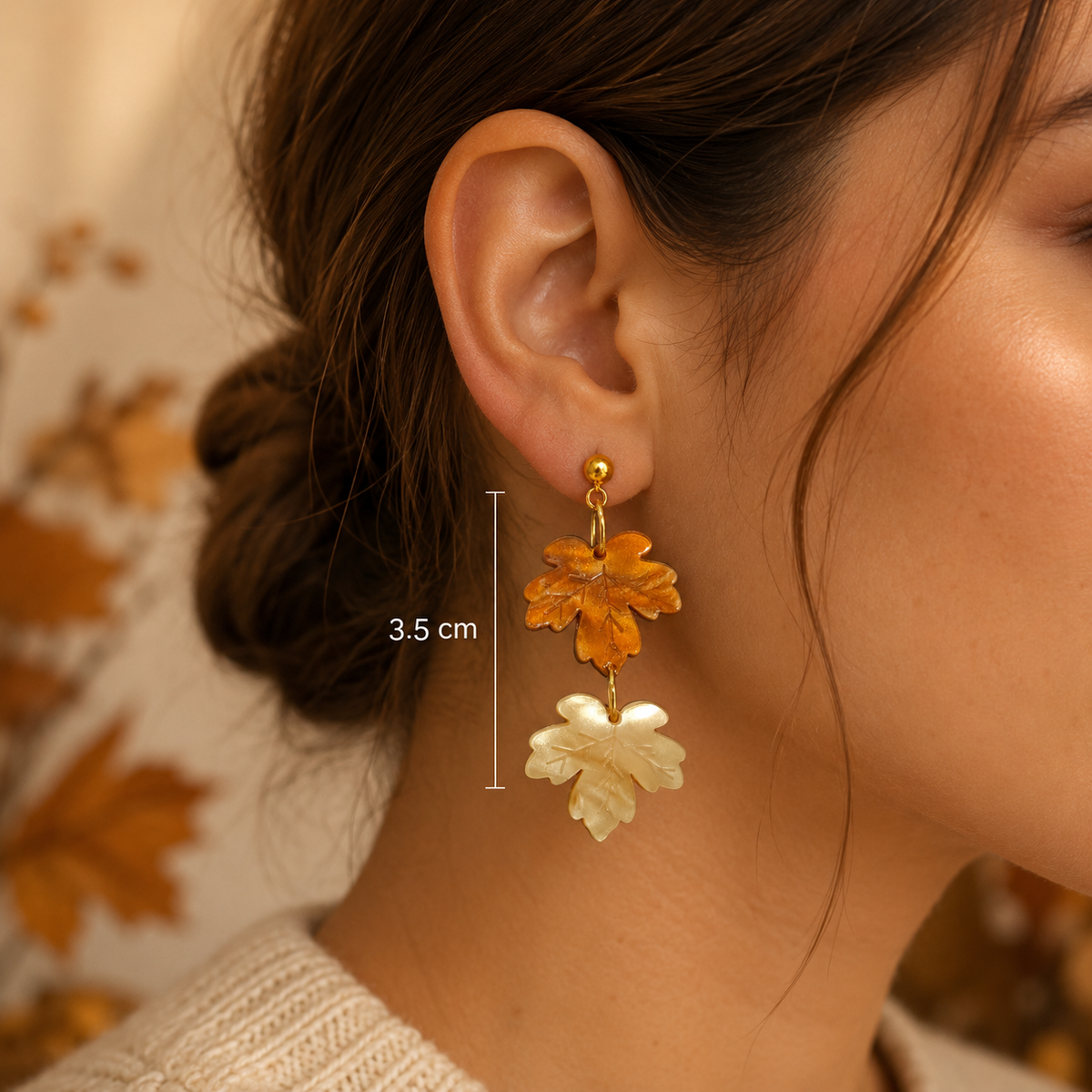 Pendientes Doble Hoja, detalle 2