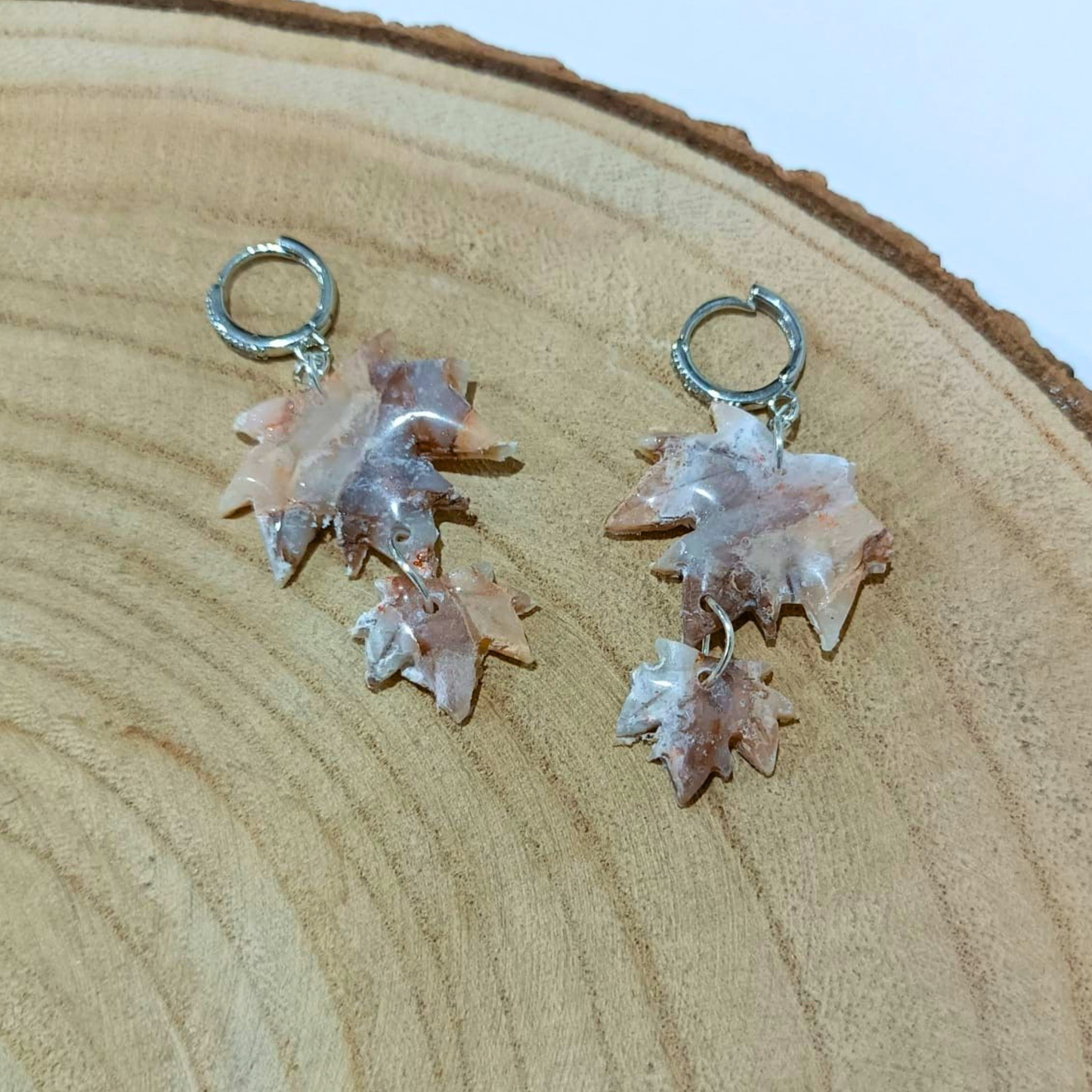 PENDIENTES HOJAS MARMOLADAS